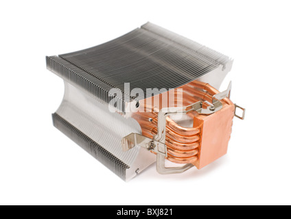 powerful cooler for computer central processor unit over white background Stock Photo