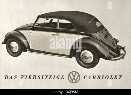 transport / transportation, cars, vehicle variants, Volkswagen, VW Beetle, cabriolet, Osnabrück, Germany, 1949, Additional-Rights-Clearences-Not Available Stock Photo