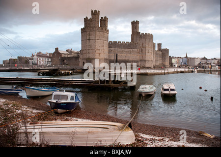 Caernarfon castle, Gwynedd north Wales UK Stock Photo