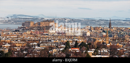 View over Marchmont towards Edinburgh Castle from Blackford Hill, Edinburgh, Scotland, UK Stock Photo
