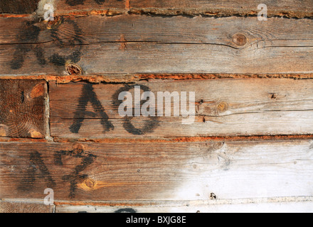 wall of the old wooden building Stock Photo