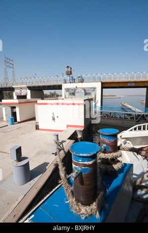 Egypt, Esna. One of the locks on the Nile River at Esna. Stock Photo