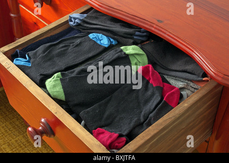 An Open Drawer Full of Mens Socks, UK Stock Photo