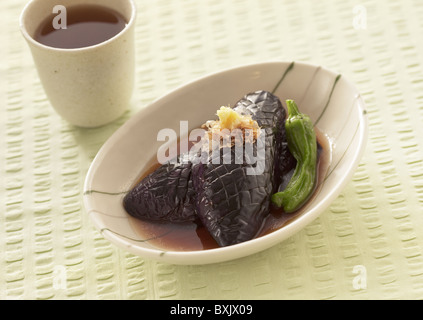 Aubergine simmered in soy sauce Stock Photo