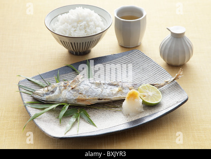 Grilled horse mackerel Stock Photo