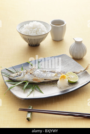 Grilled horse mackerel Stock Photo