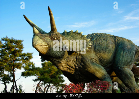 Replica Triceratops at Goseong Dinosaur Museum, South Korea Stock Photo