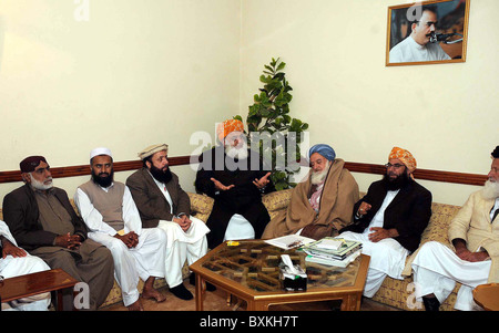 Jamiat Ulema-e-Islam-F Chief, Mulana Fazlr Rehman chairs JUI-F meeting held at residence of Senator Talah Mehmood in Islamabad Stock Photo