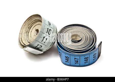 Two tapes measure isolated on white background Stock Photo