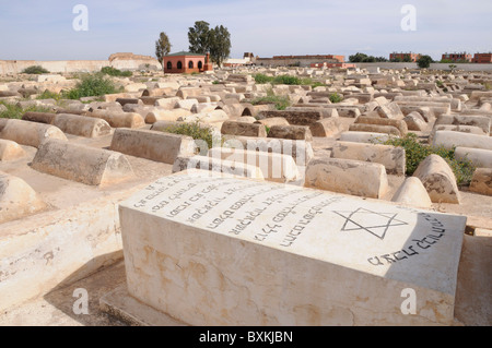 Graves and overview of the Miarra (Jewish Cemetery ) in the Jewish Quarter, Mellah, of Marrakech Stock Photo