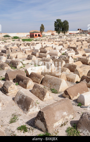 Graves and overview of the Miarra (Jewish cemetery) in the Jewish Quarter, Mellah, of Marrakech Stock Photo