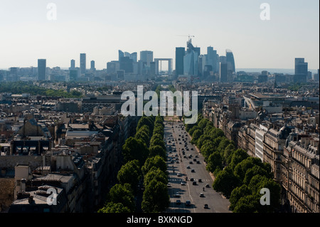 Paris, France, Cityscape, Overview  to La Défense Business Center, Skyline (from Arc de Triomphe) Stock Photo