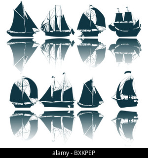 Sailing ship silhouettes Stock Photo