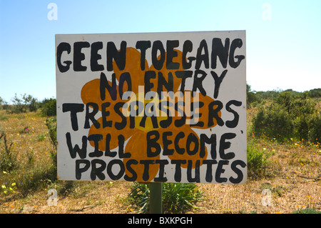 Humourous No Trespassing Sign Skilpad Namaqualand Northern Cape South Africa Stock Photo