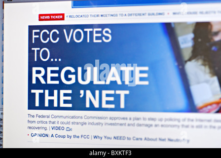 Online headline FCC Votes to Regulate the Net Stock Photo