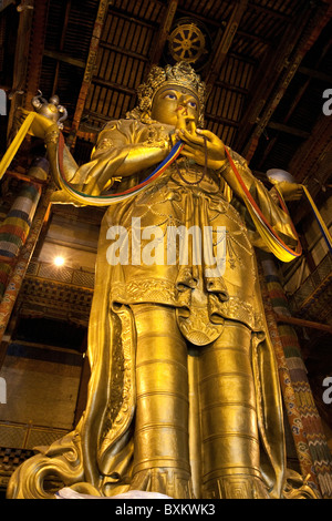 Avalokiteśvara aka Migid Janraisig, Datsan temple, Gandan aka Gandantegchenling Buddhist monestary, Ulaanbaatar, Mongolia Stock Photo