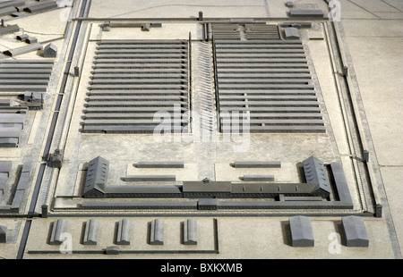 geography / travel, Germany, Bavaria, Dachau, former concentration camp, KZ, memorial site, model of the camp in April 1945, , Additional-Rights-Clearences-Not Available Stock Photo