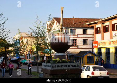 Statue of a chimarrao, in the business district of Sao Francisco de Paula, Rio Grande do Sul, Brazil Stock Photo