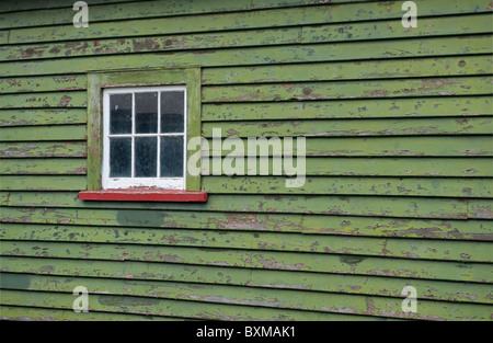 An old railway shed at the disused Little River Station, Banks Peninsular, New Zealand Stock Photo