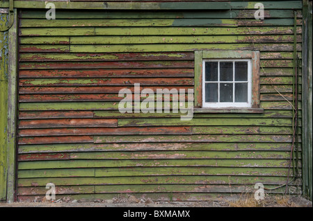 An old railway shed at the disused Little River Station, Banks Peninsular, New Zealand Stock Photo