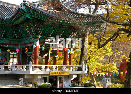 Bell and drum pavilion at Magoksa Buddhist temple, South Korea Stock Photo