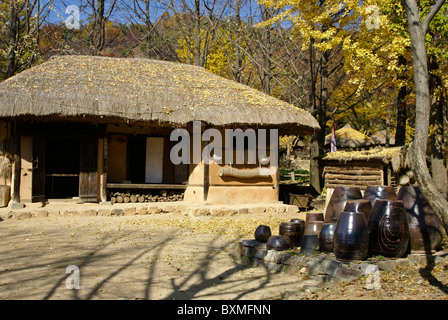 Thatched house, Korean Folk Village, South Korea Stock Photo