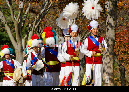 Farmers Music and Dance performance at Korean Folk Village, South Korea Stock Photo