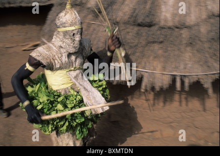 Bedik mask ' Spirits of Forest '   Initiation Ceremony   ' Village of Iwol  '  Bassari COUNTRY  Tambacounda Region  SENEGAL. Stock Photo