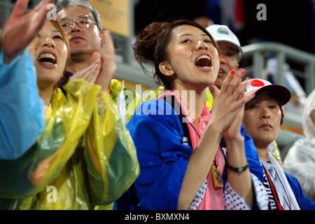 Japanese spectators, Argentina 2 Japan 1, Ladies Field Hockey Finals Beijing Olympics China Stock Photo