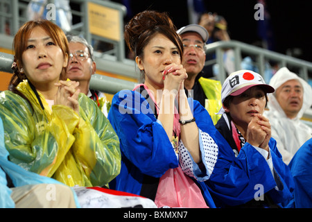 Japanese fans, Argentina 2 Japan 1, Ladies Field Hockey Finals Beijing Olympics China Stock Photo