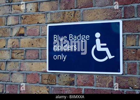 Blue Badge Holder Parking restriction sign at the East Station, Canterbury Stock Photo