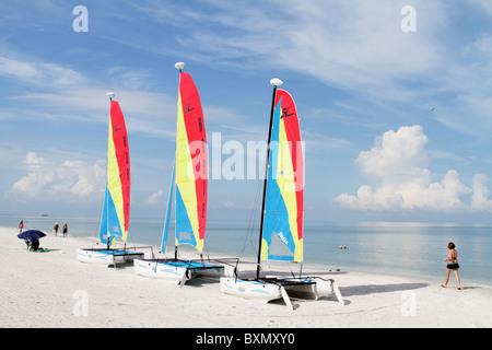 Catamaran sailboats on beach at Marco Island, FL, USA Stock Photo
