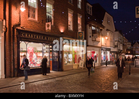late night shopping canterbury christmas lights Stock Photo