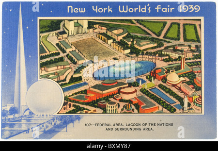 Vintage post card from the New York Worlds Fair 1939 Stock Photo