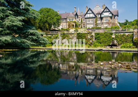 Terraced Gardens & Bodnant Hall, Bodnant Gardens, Near Colwyn Bay, Clwyd, North Wales, UK Stock Photo