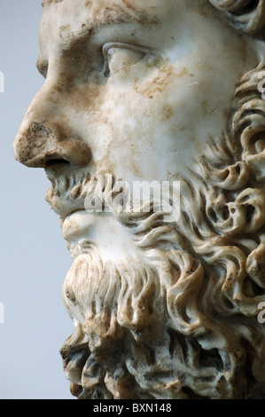 Lucius Verus Augustus. (130-169). Roman Emperor (161-169). Fragmentary roman marble bust. Antonine period. Stock Photo