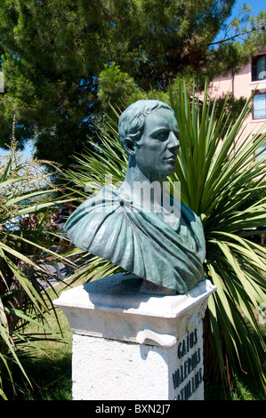 Bust of Roman Poet Catullus in Sirmione on Lake Garda in Northern Italy Stock Photo