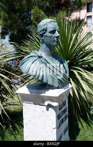 Bust of Roman Poet Catullus in Sirmione on Lake Garda in Northern Italy Stock Photo