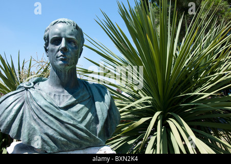 Bust of Roman Poet Catullus in Sirmione on Lake Garda in Northern Italy Stock Photo