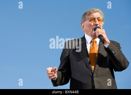 Tony Bennett performing at the Rally to Restore Sanity And/Or Fear. Stock Photo