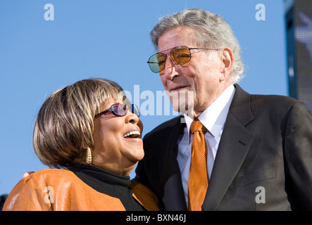 Mavis Staples and Tony Bennett at the Rally to Restore Sanity And/Or Fear. Stock Photo