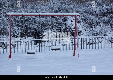 Children's Playground in the Snow Stock Photo