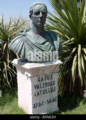 Bust of Roman Poet Catullus in Sirmione on Lake Garda in Northern Italy Stock Photo