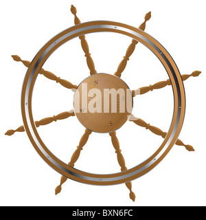 Illustration of old sailboat steering wheel. Hand drawn watercolor ...