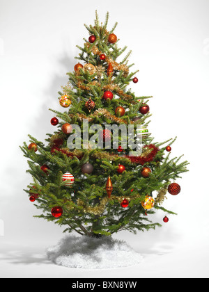 Decorated Christmas tree isolated on white background Stock Photo