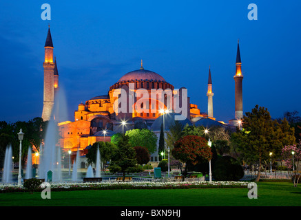 Hagia Sophia in the blue hour, Istanbul, Turkey Stock Photo