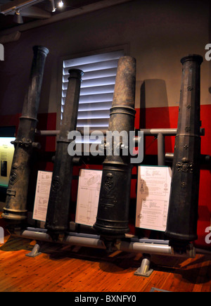 Cannons on display. The Mary Rose Museum. Portsmouth, Hampshire, Britain, UK Stock Photo