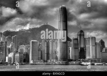 Hong Kong Island China city skyline of Central District and Victoria Harbour from Kowloon Stock Photo