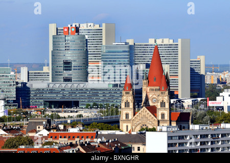 Vienna. Austria, View of the city including The United Nations office complex, Vienna, Austria Stock Photo