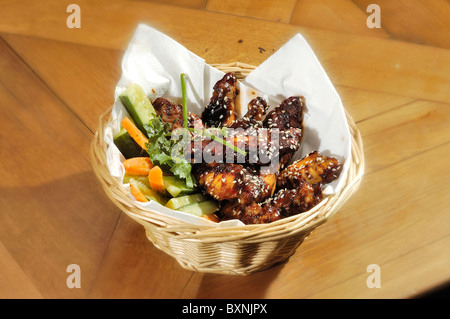 Grilled chicken wings with vegetable Stock Photo